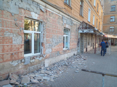 Лепсе 3 Демонтаж плитки и ГВЛ с фасада